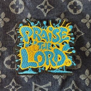 Blue  and Yellow Praise the Lord iron on patch